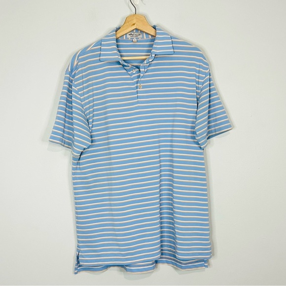 Peter Millar Crown Blue Striped Summer Comfort Polo M - Picture 1 of 6
